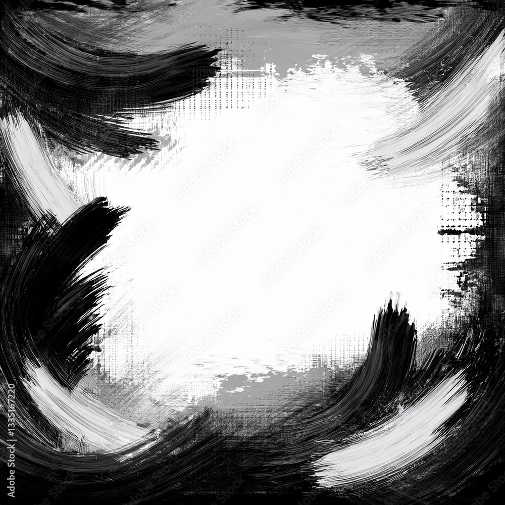 Obraz premium border frame of hand drawn grunge brush strokes concept background with copy space