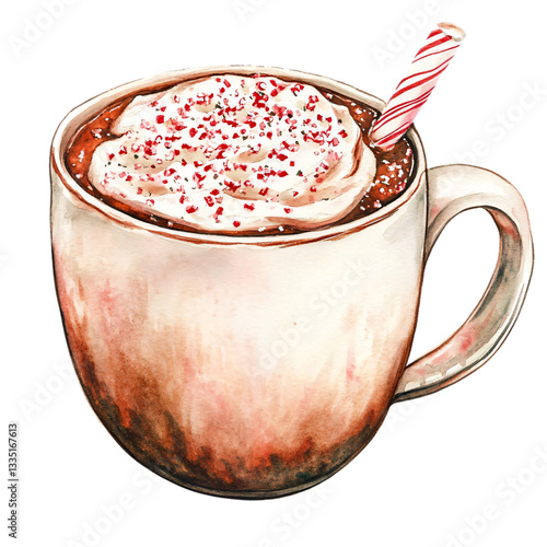 Sipping festive hot chocolate in a winter wonderland cozy beverage photography capturing comfort food close-up