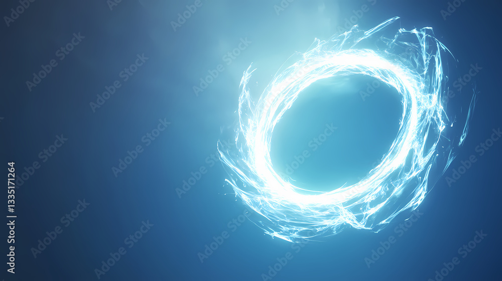 Bright white energy ring with electric texture on a blue gradient background. futuristic and abstract digital art concept. Fairy Rings. Illustration Bright white energy ring with electric texture on a blue gradient background. futuristic and abstract digital art concept. Fairy Rings. Illustration