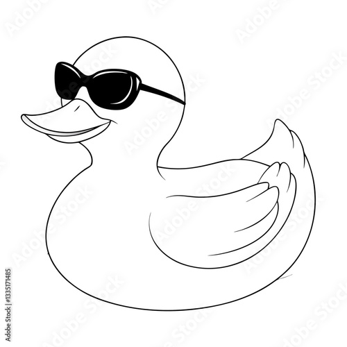 a cartoon duck wearing sunglasses, radiating a sense of coolness and fun. The duck is drawn in a playful, minimalistic style, making it perfect for various applications