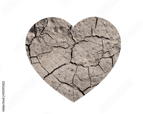 Dry love heart as metaphor for being unhappy single, lack of love relationship and partnership and lonely loneliness. Singledom as negative love life. Symbol, sign and pictogram.