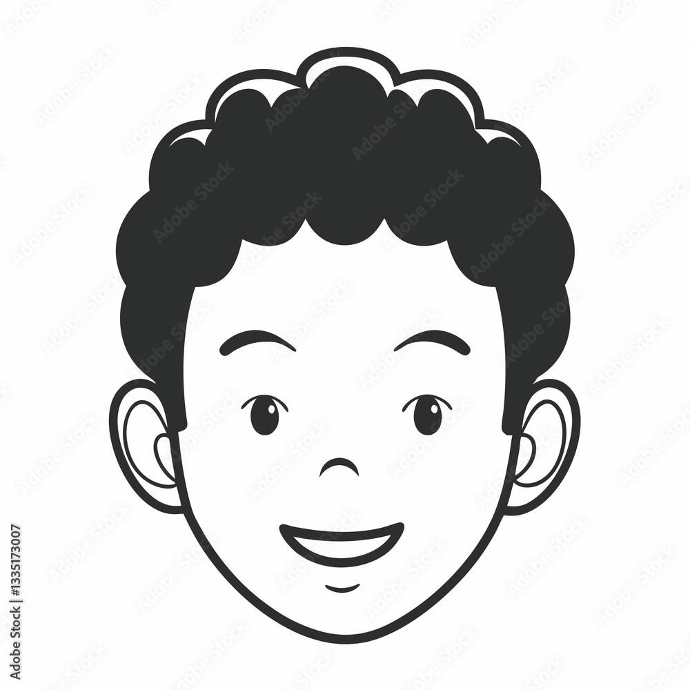 a simple black and white illustration of a smiling young man's face vector illustration a simple black and white illustration of a smiling young man's face vector illustration