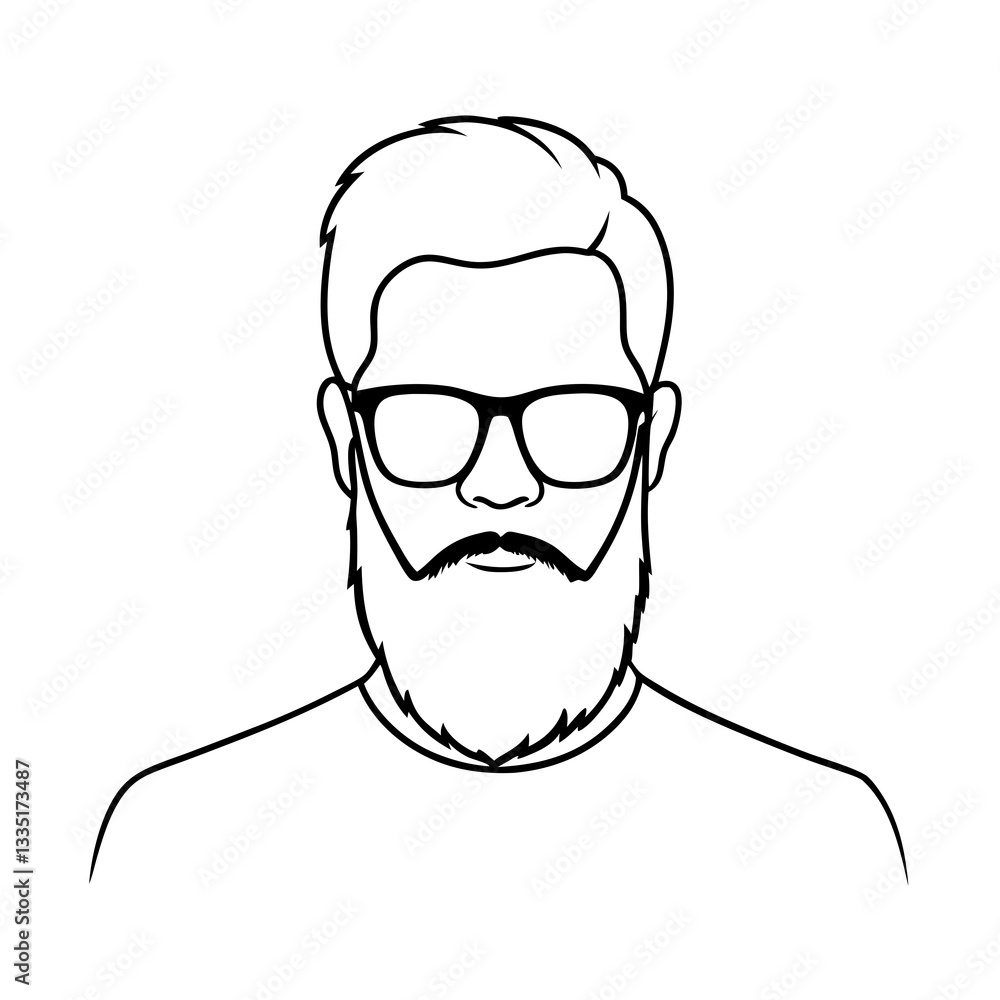 a stylized illustration of a man with a beard wearing glasses vector illustration a stylized illustration of a man with a beard wearing glasses vector illustration