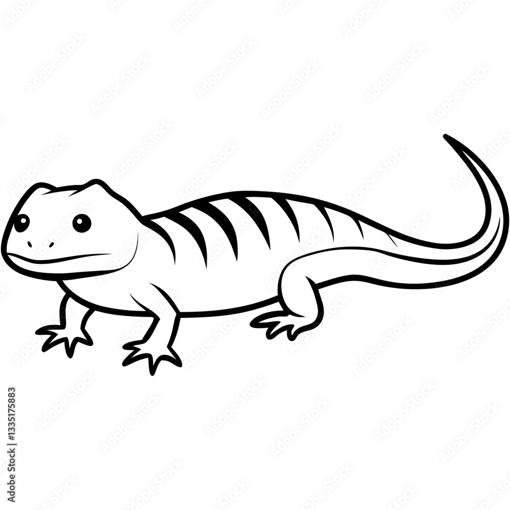 a monochrome illustration of a newt with a distinctive striped pattern along its body a monochrome illustration of a newt with a distinctive striped pattern along its body
