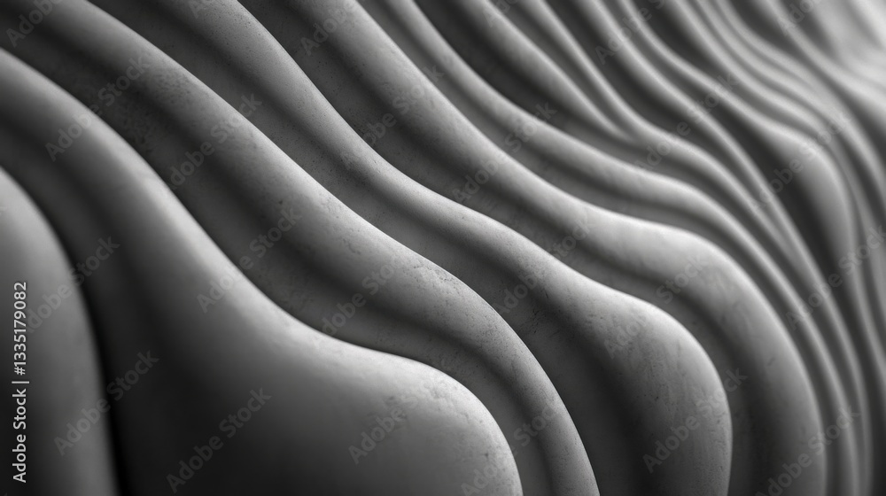 Obraz premium Abstract Architectural Design: Dynamic Wave Patterns on a Modern Building Facade