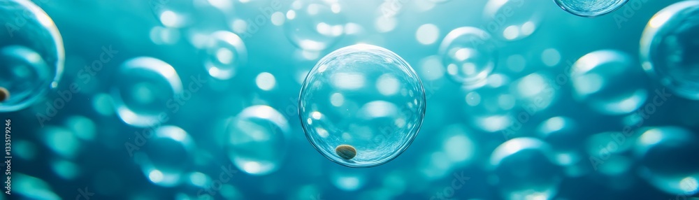 Mesmerizing swirl of floating cat food bubbles, suspended in an underwater-like atmosphere Mesmerizing swirl of floating cat food bubbles, suspended in an underwater-like atmosphere