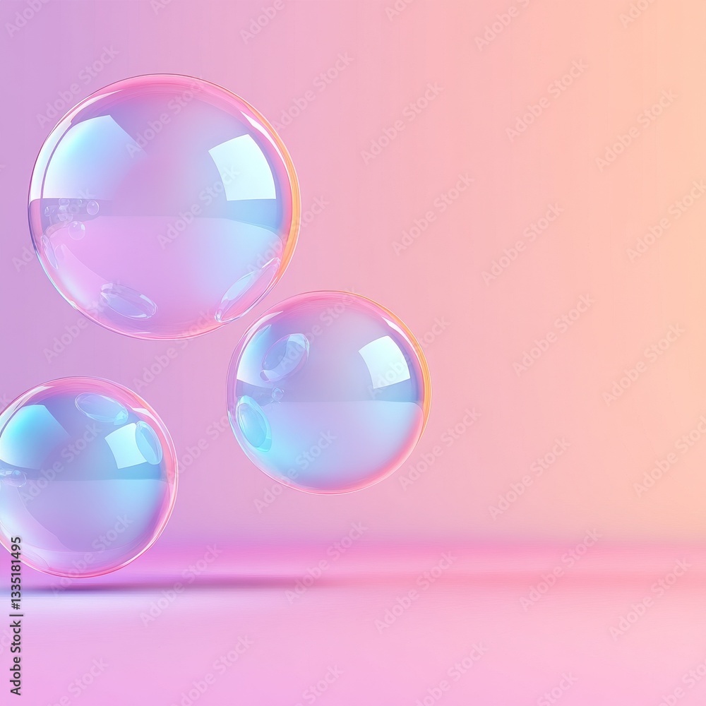 A beautiful gradient background with floating translucent cat food spheres, futuristic branding A beautiful gradient background with floating translucent cat food spheres, futuristic branding