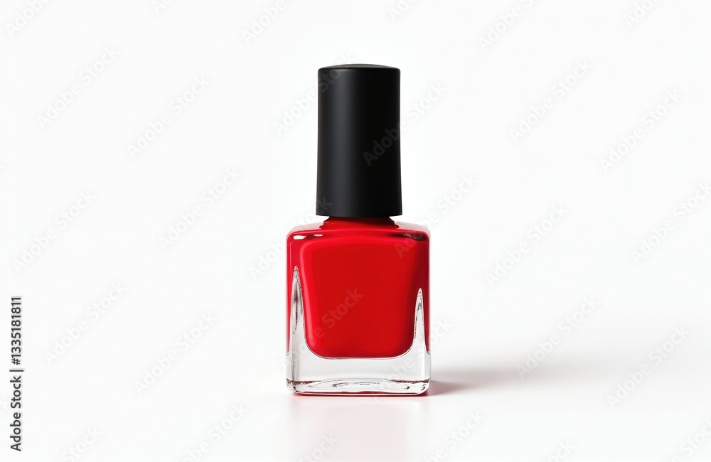 Isolated bottle of red nail polish on transparent background. Manicure concept. Bright enamel for finger, toenail design. Beauty concept for banner, poster advertising material. Long lasting formula. Isolated bottle of red nail polish on transparent background. Manicure concept. Bright enamel for finger, toenail design. Beauty concept for banner, poster advertising material. Long lasting formula.