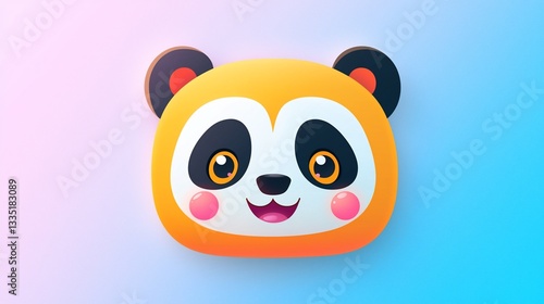 Cute Panda Head, Vibrant Background