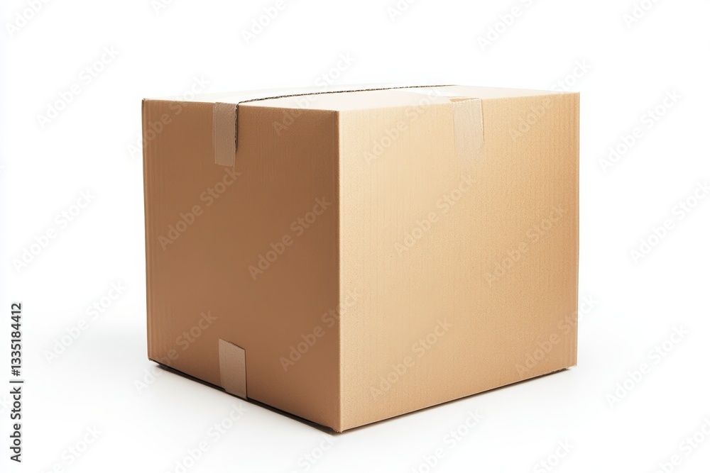 Blank Cardboard Box Standing Isolated on Clean White Background with Minimal Shadows and Clean Lines Blank Cardboard Box Standing Isolated on Clean White Background with Minimal Shadows and Clean Lines