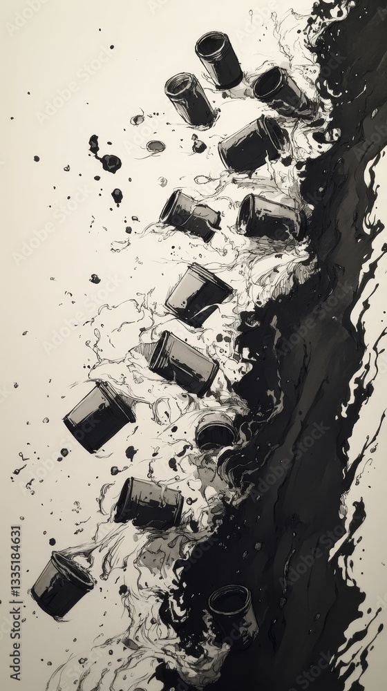Fototapeta premium Tide of Empty Cups, Bulimia Nervosa