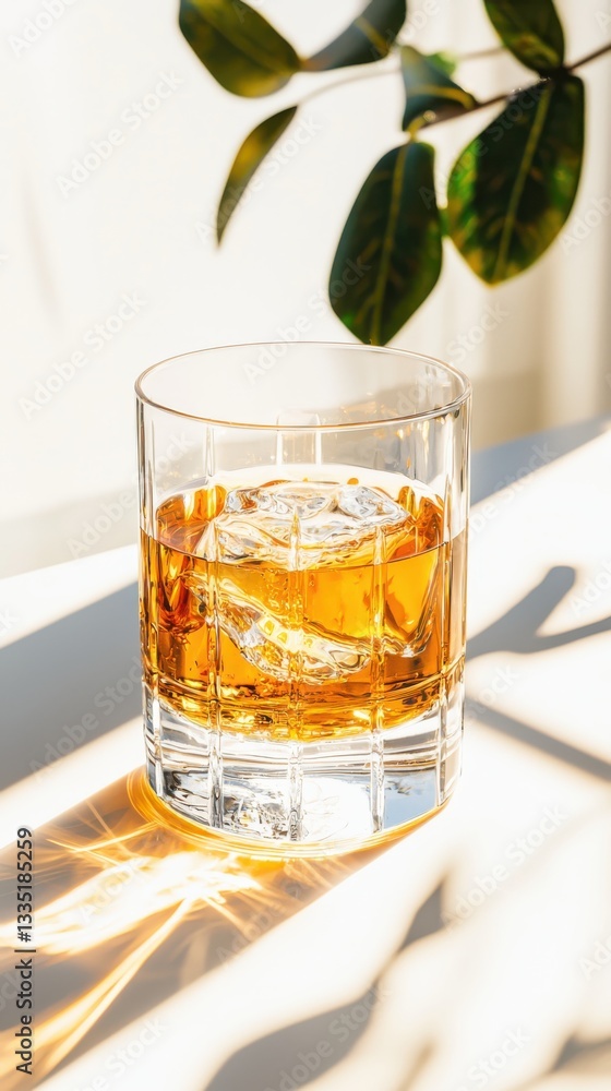 Golden beverage in a tall glass backlit by sunlight captured at golden hour realistic lifestyle setting Golden beverage in a tall glass backlit by sunlight captured at golden hour realistic lifestyle setting