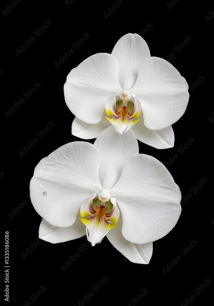 White orchids on black background White orchids on black background
