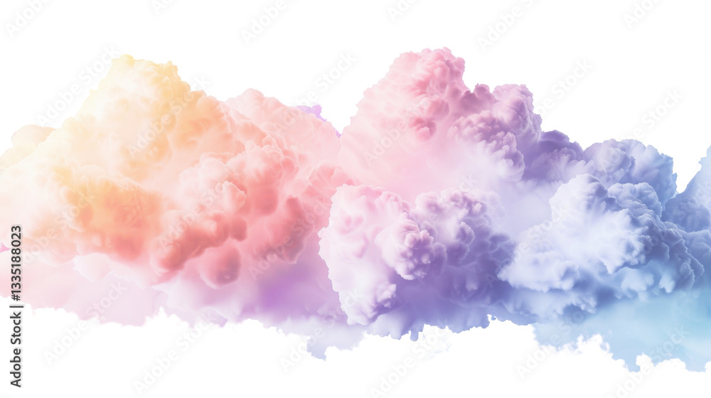 Fototapeta premium Colorful pastel clouds forming a gradient on transparent background
