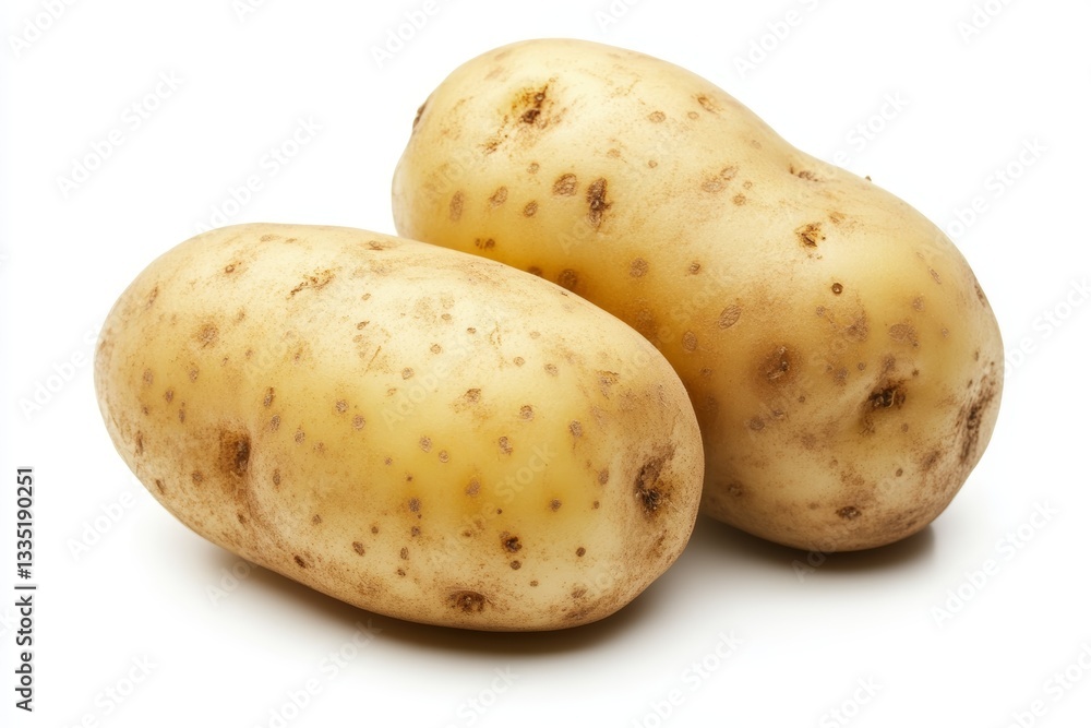 Fresh Single Potato Isolated on White Background with Clean Lines and High Clarity Fresh Single Potato Isolated on White Background with Clean Lines and High Clarity