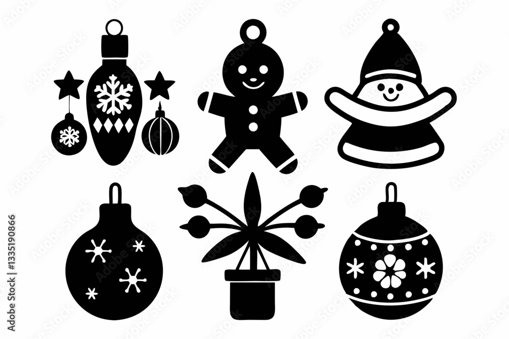 Obraz premium christmas toy icons set for baby silhouette vector illustration