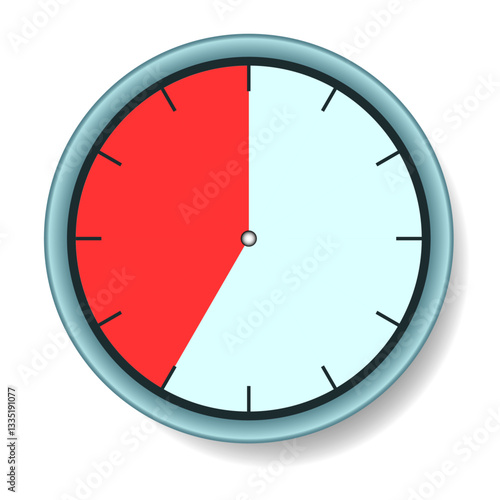 A blue round clock with an expiring time of 25 seconds. Vector illustration