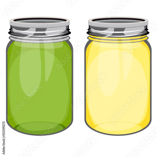 two cans green and yellow without background