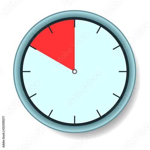 A blue round clock with an expiring time of 10 seconds. Vector illustration