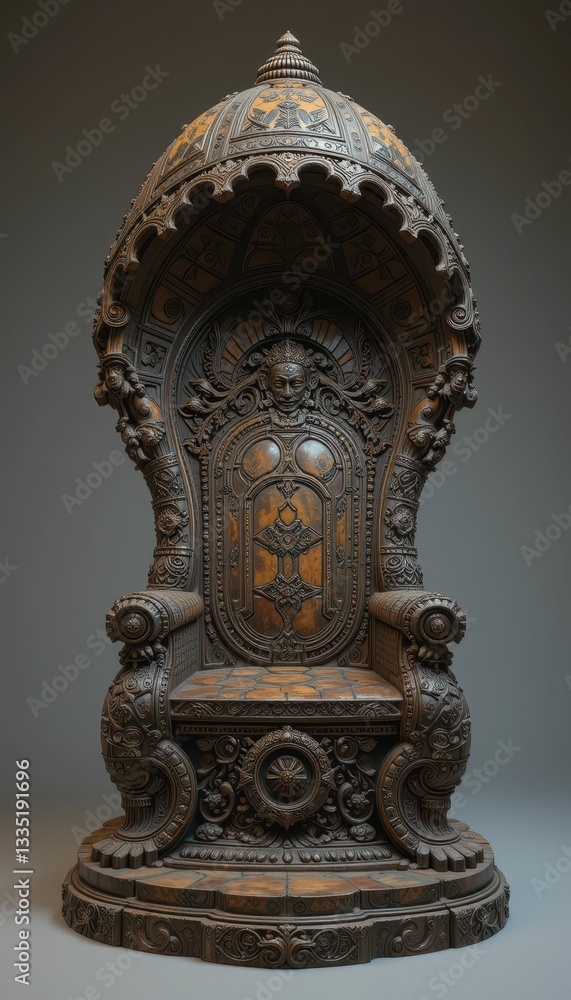 Obraz premium Intricate Antique Throne with Detailed Carvings and Elegance
