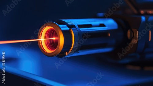 High-Tech Laser Pointer with Vibrant Beam Illuminating Dark Background for Scientific or Creative Projects