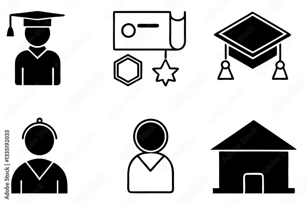 set of education icon line art silhouette vector illustration set of education icon line art silhouette vector illustration