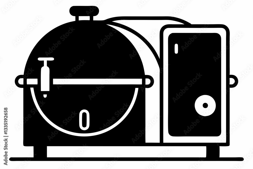 autoclave line art silhouette vector illustration autoclave line art silhouette vector illustration