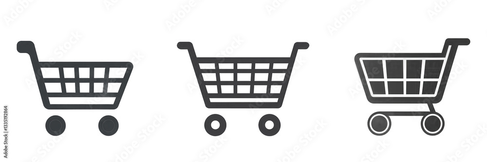 Three shopping carts, digital art isolated on white or transparent png Three shopping carts, digital art isolated on white or transparent png