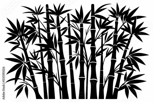  bambus line art silhouette vector illustration