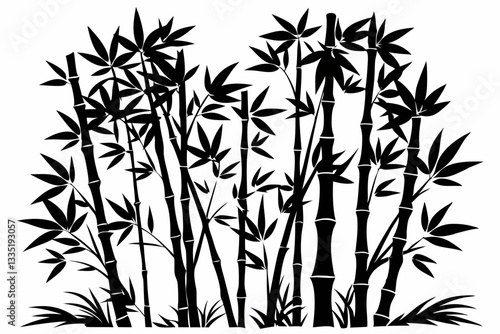  bambus line art silhouette vector illustration