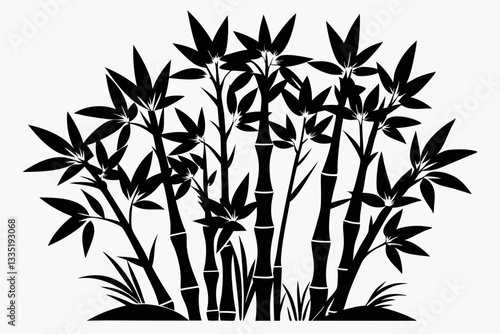 bambus line art silhouette vector illustration