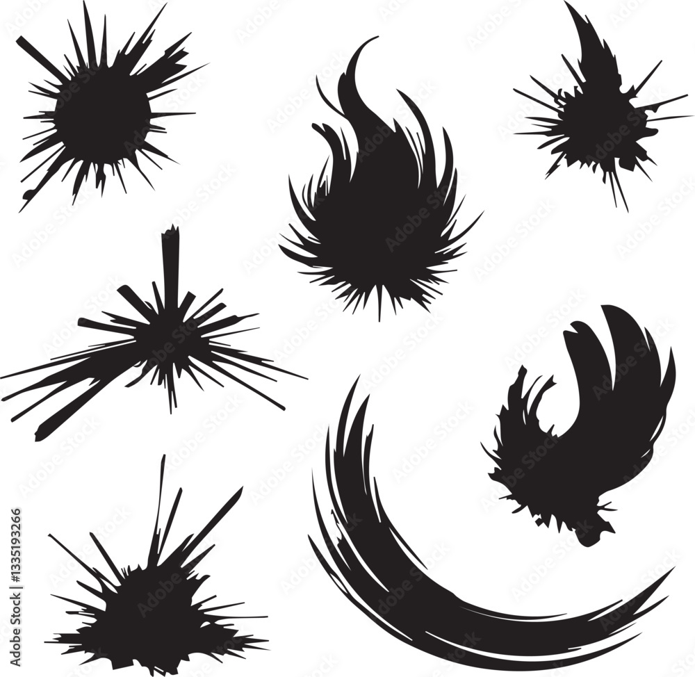 Black brush strock set Black brush strock set