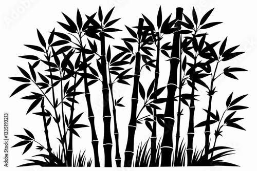  bambus line art silhouette vector illustration