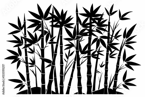  bambus line art silhouette vector illustration
