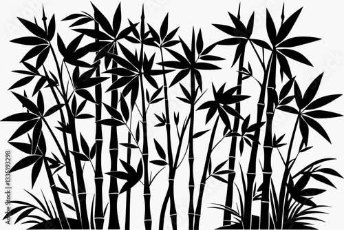  bambus line art silhouette vector illustration