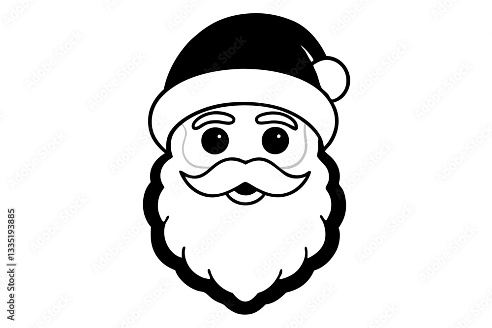 christmas santa head line art silhouette vector illustration christmas santa head line art silhouette vector illustration