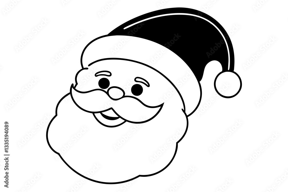 christmas santa head line art silhouette vector illustration christmas santa head line art silhouette vector illustration