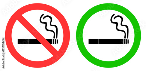 The sign smoking is prohibited and allowed. Vector graphics