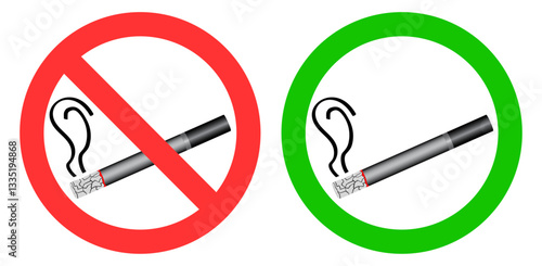Sign smoking is prohibited and allowed. Vector graphics