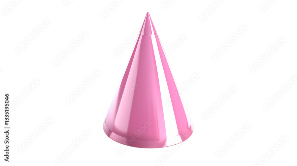 Pink party hat 3D render icon isolated on white background Pink party hat 3D render icon isolated on white background