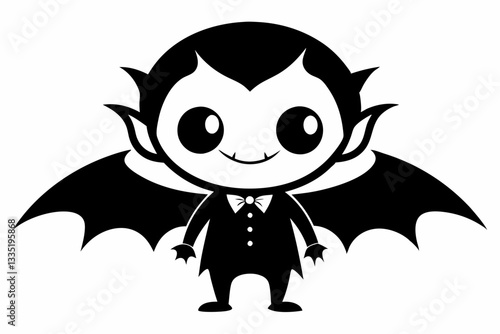 cute halloween vampire line art silhouette vector illustration