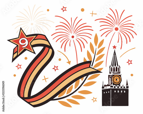 Victory Day 9 May Celebration. Minimalistic vector illustration dedicated to Victory Day on May 9.