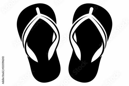 flip flops line art silhouette vector illustration