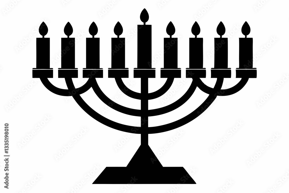 hanukkah menorah line art silhouette vector illustration hanukkah menorah line art silhouette vector illustration