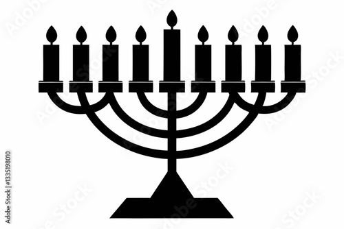 hanukkah menorah line art silhouette vector illustration