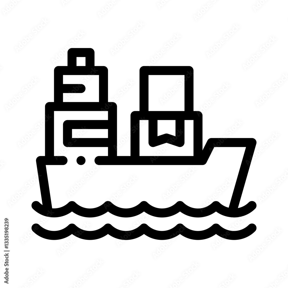 cargo ship line icon cargo ship line icon
