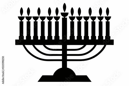 hanukkah menorah line art silhouette vector illustration