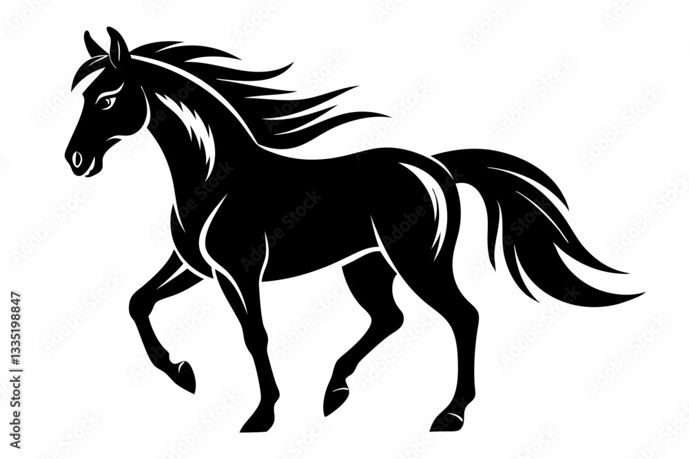 horse line art silhouette vector illustration horse line art silhouette vector illustration