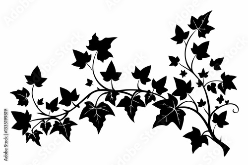 ivy clean line art silhouette vector illustration