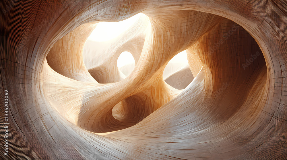 Obraz premium A canyon of living fabric, its walls shifting and rippling as if breathing, with threads unraveling to form surreal shapes, generative ai. Living Threads. Illustration